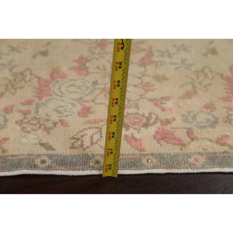 Antique Look Vegetable Dye Oushak Runner Rug Hand-knotted Wool Carpet - 1'9" x 10'3"