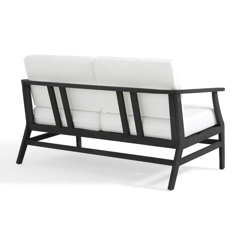 Teak Wood Patio Outdoor Loveseat Sofa and Coffee Table Set