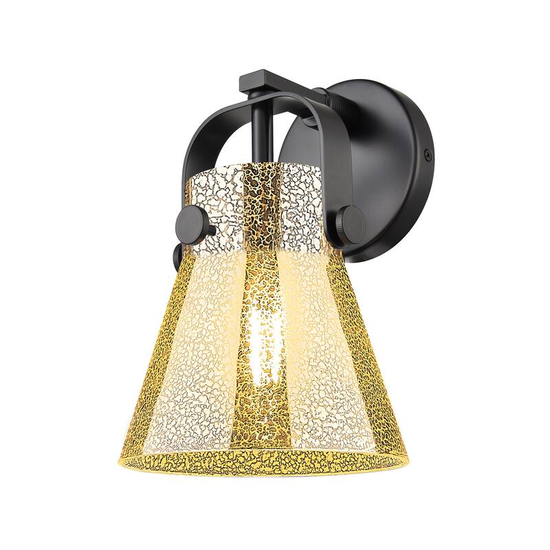 Innovations Lighting 423-1W-10-7 Pilaster II Cone Sconce Pilaster II - Matte Black / Mercury