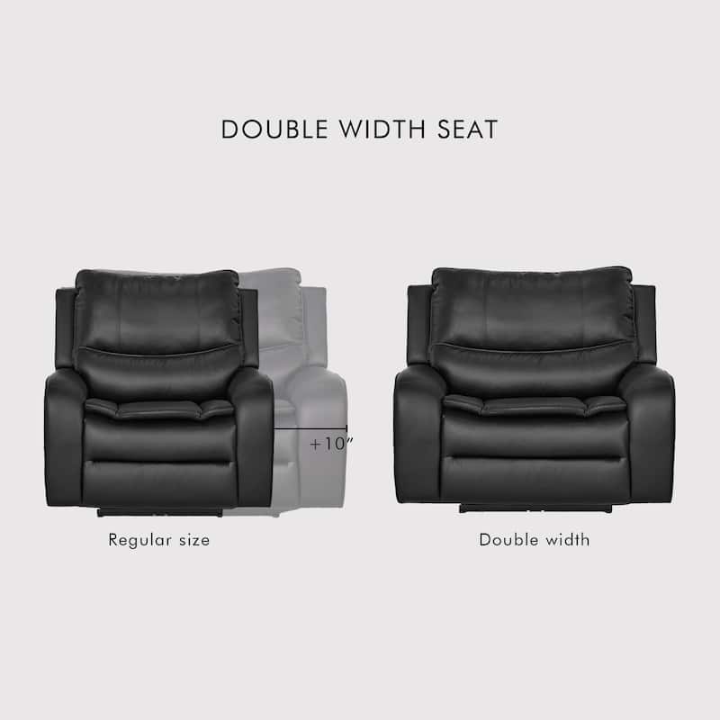 3-Piece Faux Leather Sofa Set with Double Width Seat, Power Recliner, Loveseat & Sofa, Wireless charging and Reading Lamp