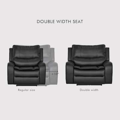 3-Piece Faux Leather Sofa Set with Double Width Seat, Power Recliner, Loveseat & Sofa, Wireless charging and Reading Lamp