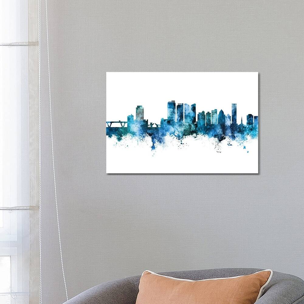 iCanvas "Fort Lauderdale Skyline Blue Teal" by Michael Tompsett Canvas Print
