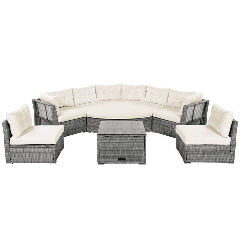 Outdoor 9-Piece Sectional Sofa Set with Coffee Table
