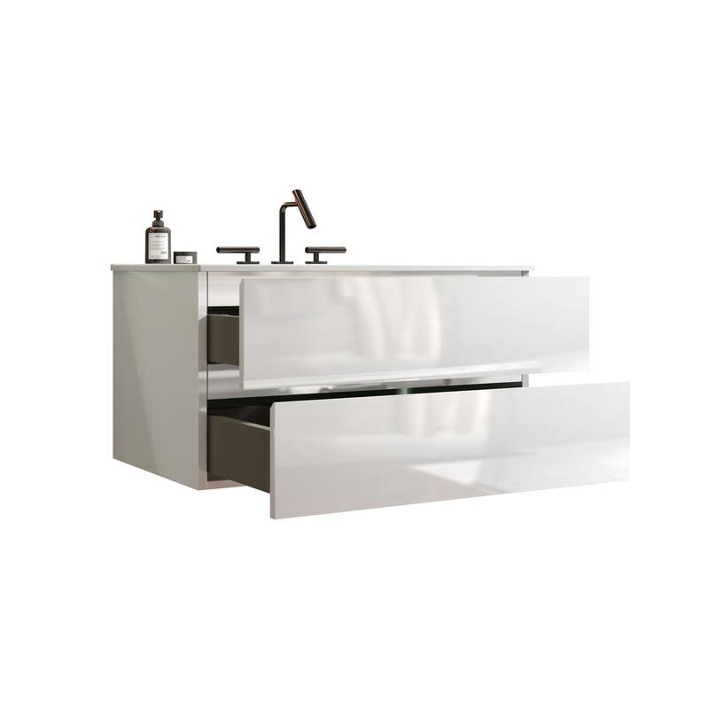 36" Wall Mount Bathroom Vanity with Ceramic Sink