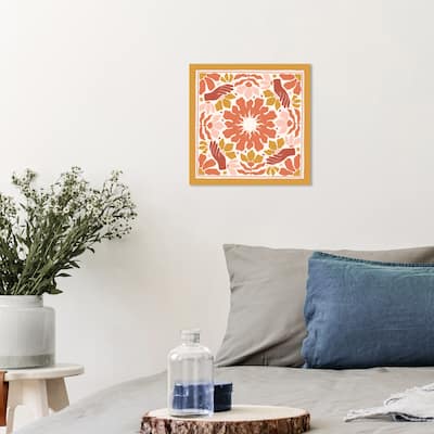 Wynwood Studio Canvas Abstract Floral Pattern Scarf Orange and Ochre Modern & Contemporary Wall Art Canvas Print