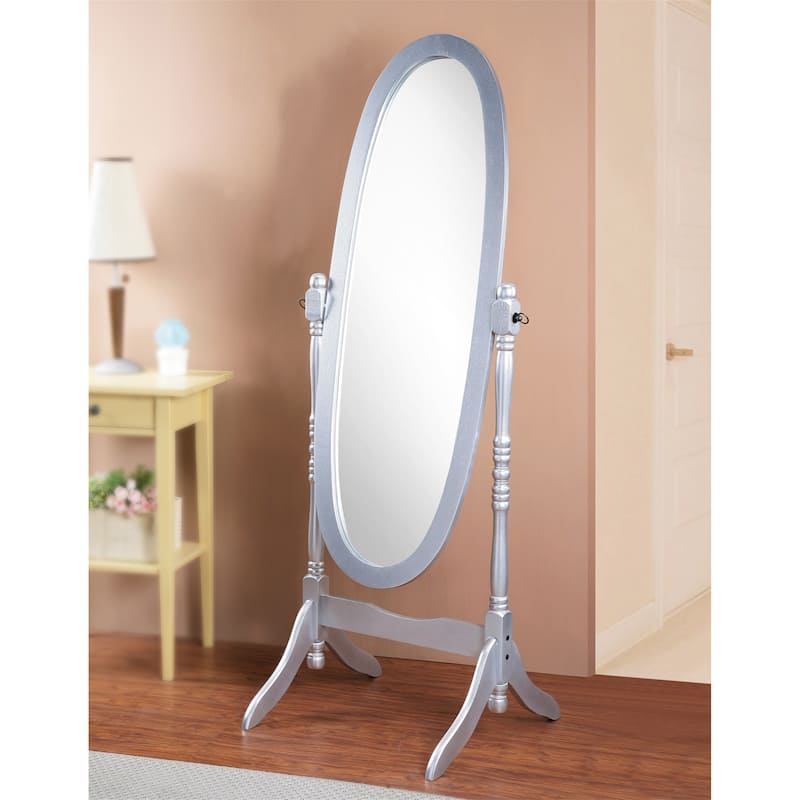 Traditional Queen Anna Style Wood Floor Mirror - Silver