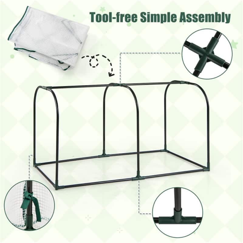Portable Mini Greenhouse with PE Cover and Metal Frame for Outdoor Plants Sun and Rain Protection Easy Setup