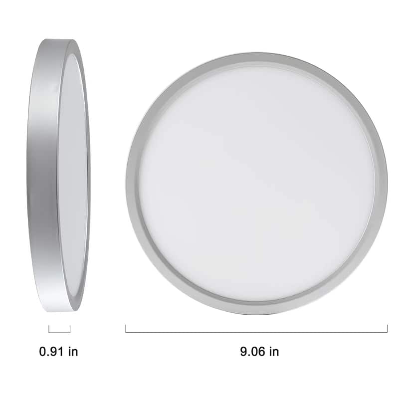 24 Watts Round Tricolor Selectable LED Flush Mount Ceiling Light for Dining Room Living Room Bedroom Kitchen - 9.06"Dx0.91H"