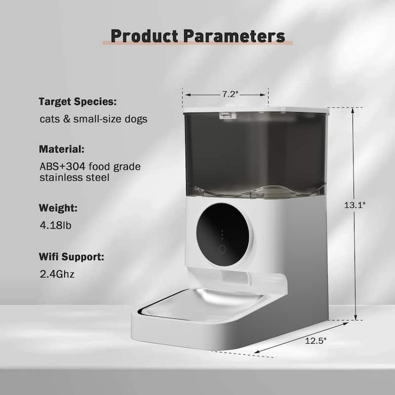Erommy 4L Automatic Cat Feeder with APP Control and Stainless Steel Bowl for Cats and Small Dogs - N/A