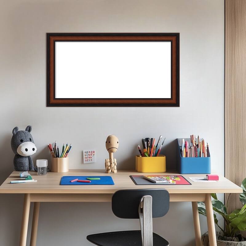 Amanti Art Cyprus Walnut Narrow Framed Dry Erase Magnetic Board