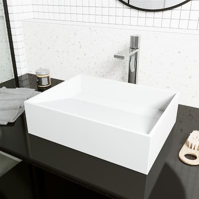 VIGO Starr 17"L x 13"W MatteStone Vessel Sink and Gotham 12"H Faucet Set