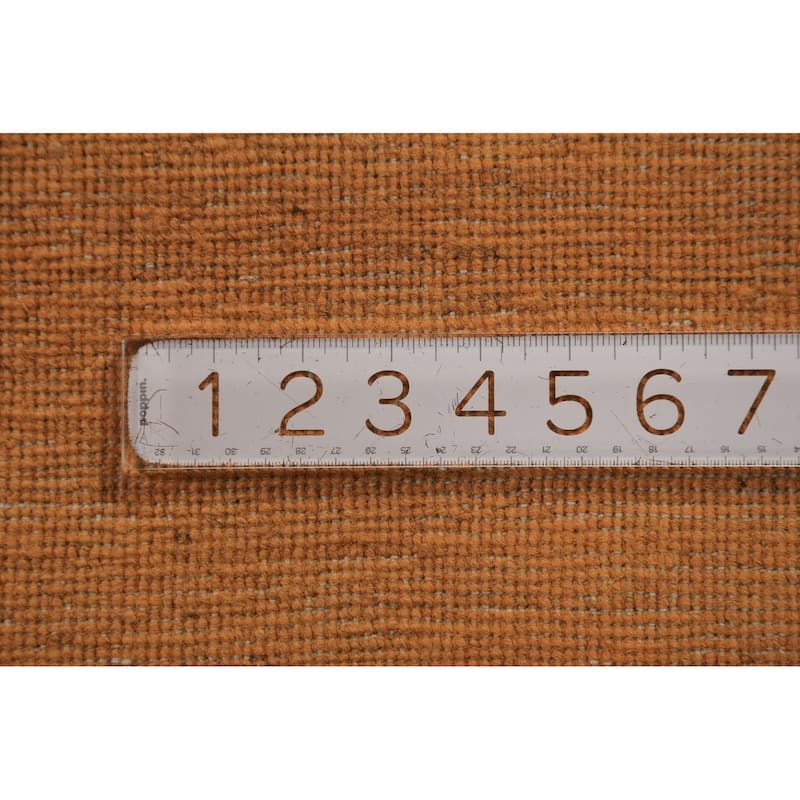 Orange Modern Gabbeh Runner Rug Handmade Solid Wool Carpet - 2'8" x 9'7"