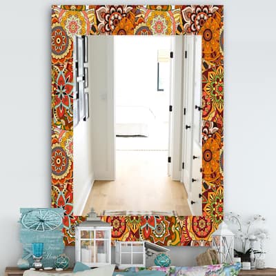 Designart 'Pattern Tile With Mandalas' Bohemian and Eclectic Mirror - Modern Printed Wall Mirror