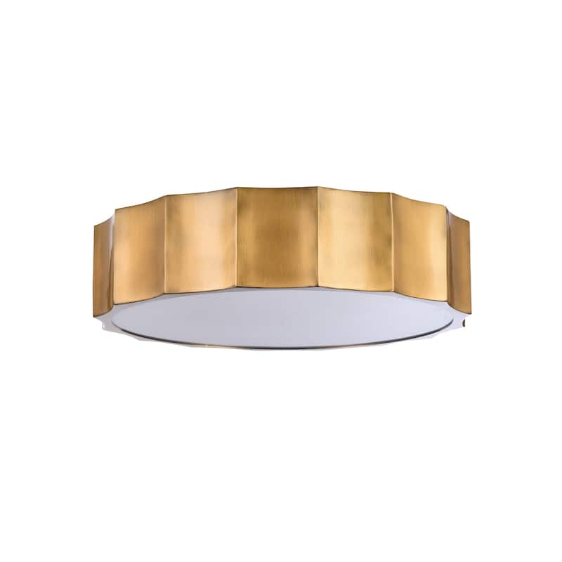 4 Light Brass Iron Flush Mount With White Bottom Cover