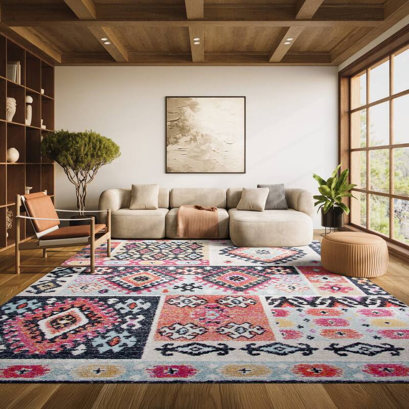 SAFAVIEH Adirondack Hayriye Moroccan Boho Tribal Rug - 9' x 12' - Aqua/Fuchsia