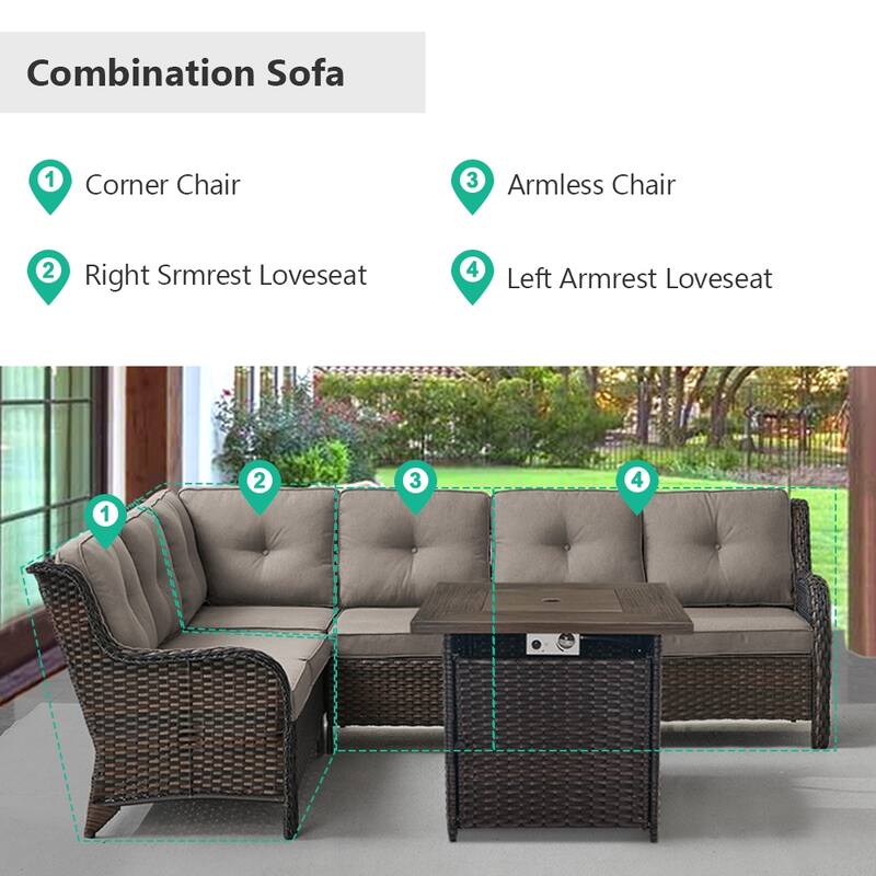 Gymojoy Wicker Outdoor Patio Furniture Sets with Fire Pit Table