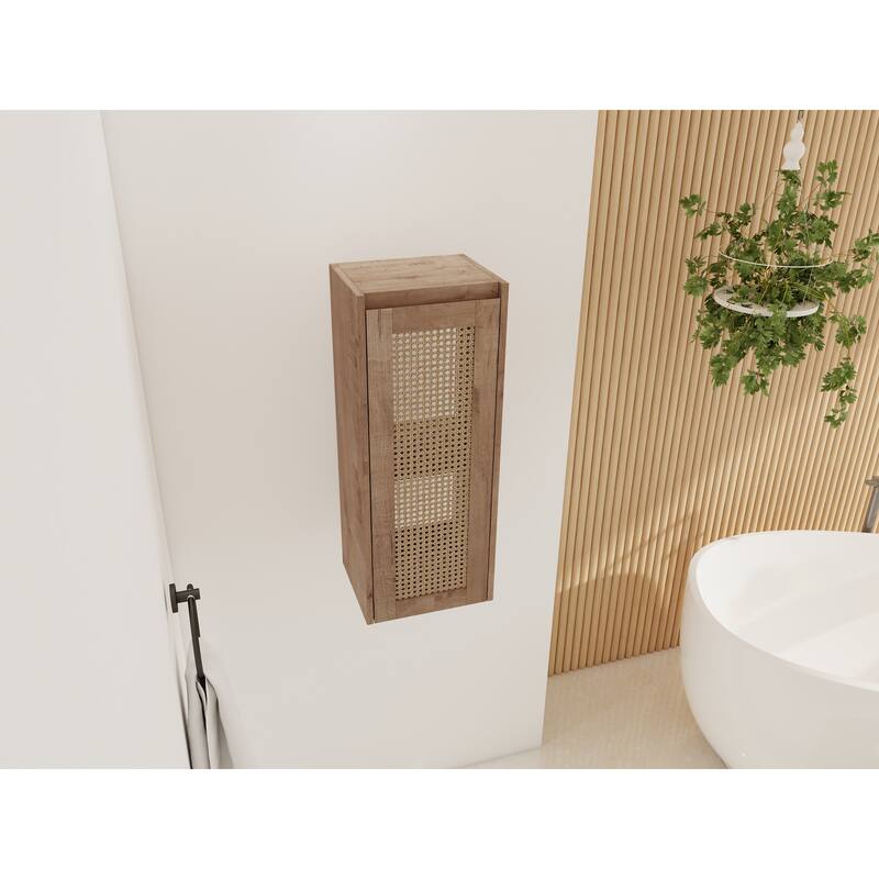 Modern Floating Bathroom Cabinet with Hidden Handle, Wall Mounted Side Cabinet Storage Cabinet