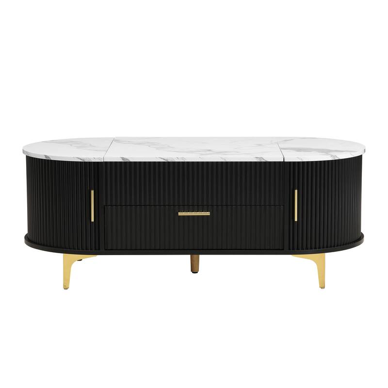 Scott Living - Nova Modern Lift-Top Coffee Table with Sliding Doors, Large Drawer, and Smart Storage Design