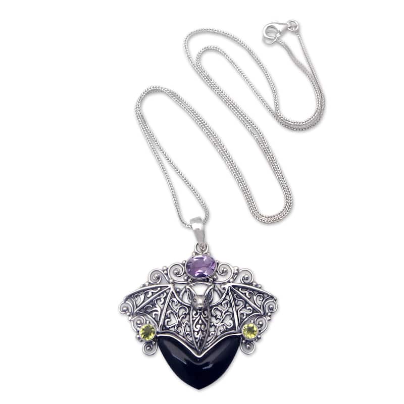 Novica Handmade Vampire Queen Amethyst And Peridot Filigree Pendant Necklace