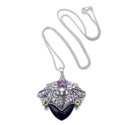 Novica Handmade Vampire Queen Amethyst And Peridot Filigree Pendant Necklace