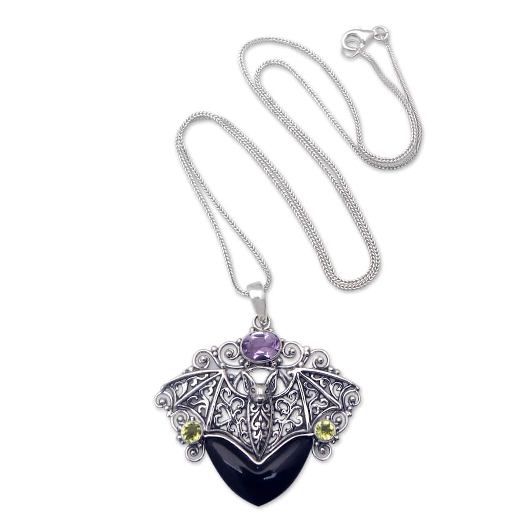Novica Handmade Vampire Queen Amethyst And Peridot Filigree Pendant Necklace