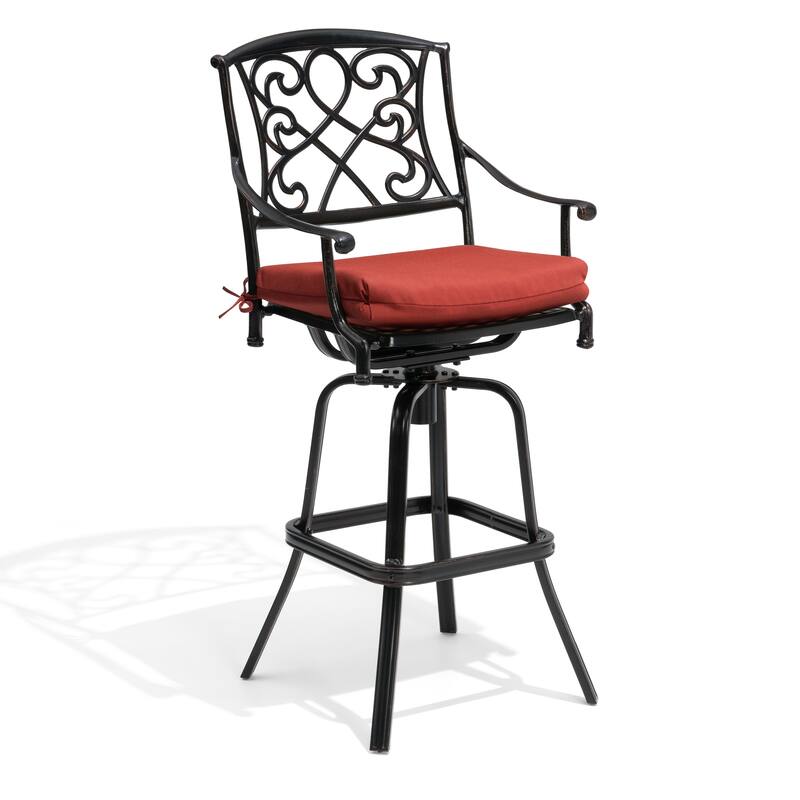 Pellebant Patio Aluminum Swivel Bar Stool with Sunbrella Cushion