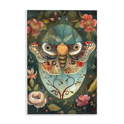 Stupell Ornate Botanicals & Moth Wall Plaque Art Design By The Dutch Lady