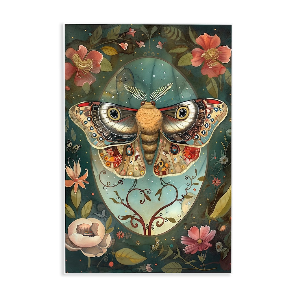 Stupell Ornate Botanicals & Moth Wall Plaque Art Design By The Dutch Lady