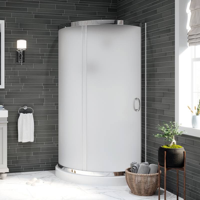 Ove Decors Breeze Shower Kit, Frosted Panels, Walls and Base - 36-inch - Chrome 