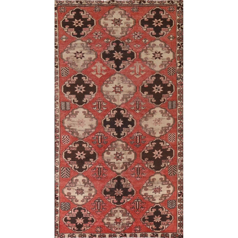 All-Over Geometric Bakhtiari Persian Antique Rug Handmade Wool Carpet - 4'6"x 8'9"