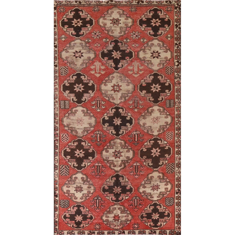 All-Over Geometric Bakhtiari Persian Antique Rug Handmade Wool Carpet - 4'6"x 8'9"