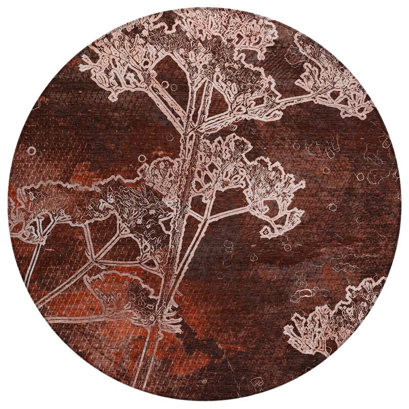 Machine Washable Indoor/ Outdoor Modern Floral Chantille Rug