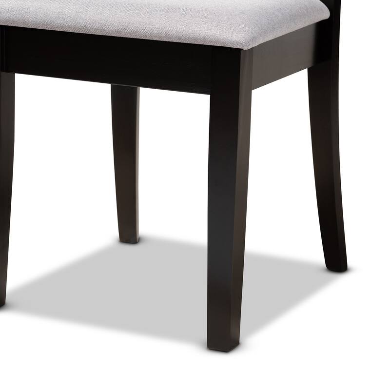 Modern 7-Piece Dining Set - Gray Fabric & Espresso Wood Table & Chairs
