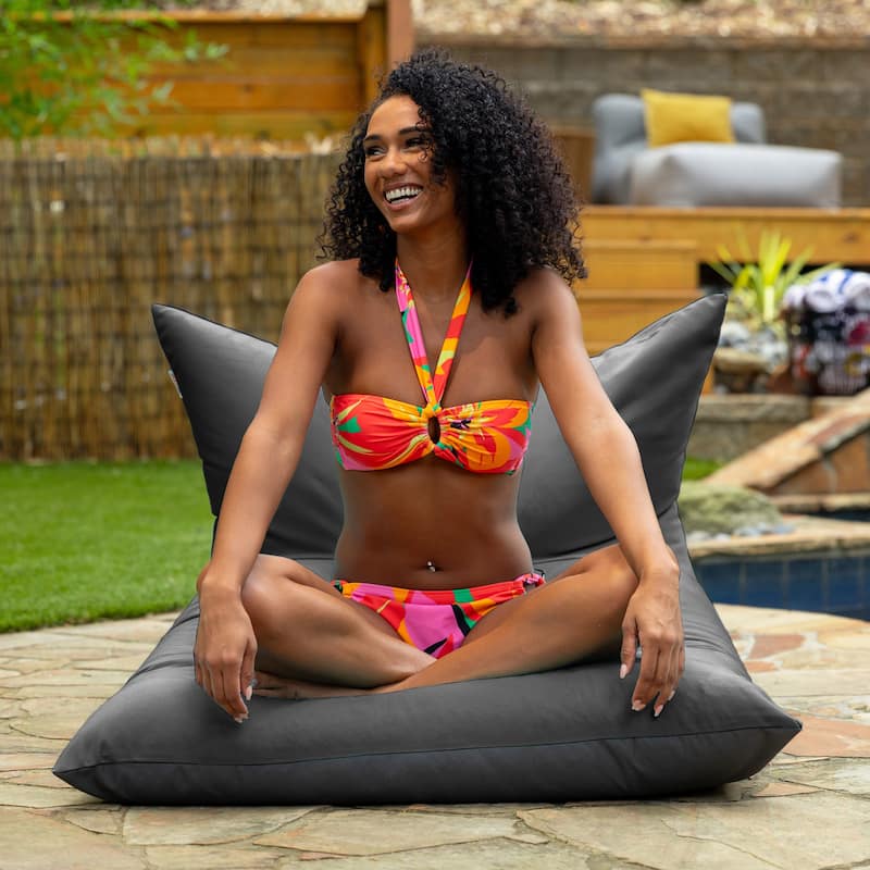 Deshi Sunbrella Patio Bean Bag Lounge Chair by Havenside Home - Slate