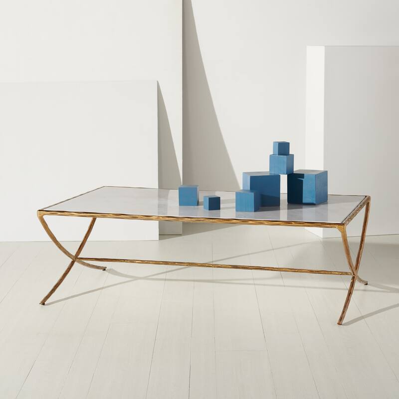SAFAVIEH Couture Italia Rectangle Metal Coffee Table - 48 In. W x 28 In. D x 15 In. H - 48"W x 28"D x 15"H