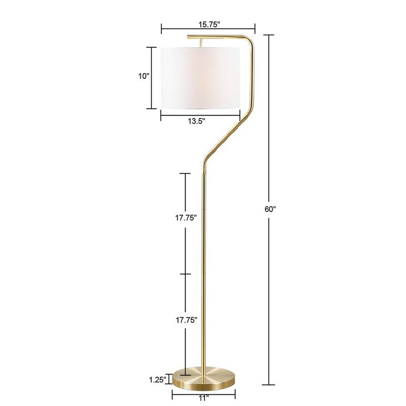 Cusp Barn 1-Light Metal Stand Gold Base Floor Lamp, Linen Drum Shaped Shade Floor Lamp for Living Room