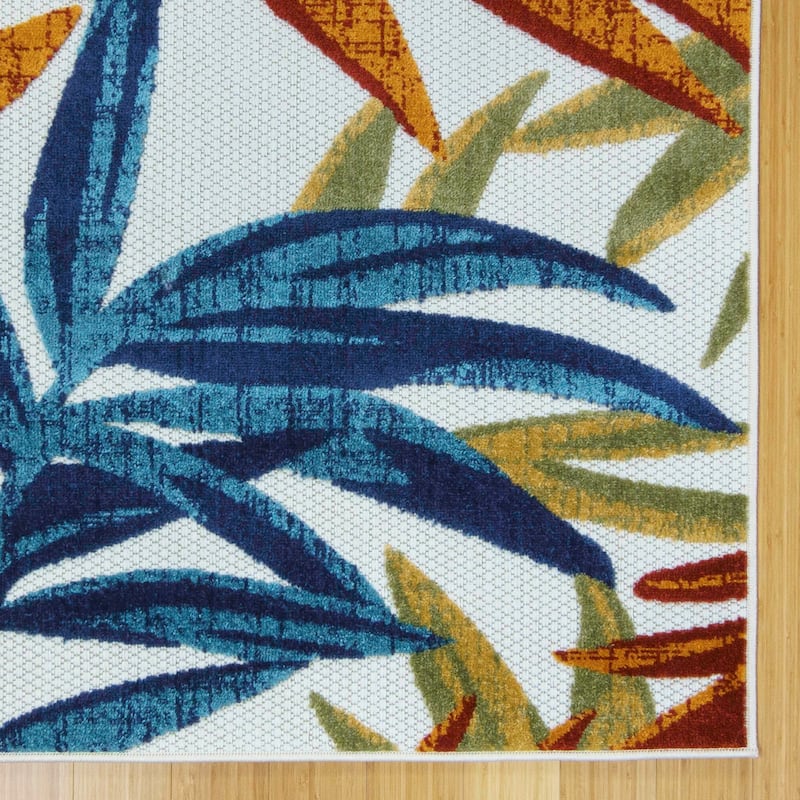 Gertmenian Fosel Bumba Red Tropical Floral Leaf High-Low Indoor/ Outdoor Area Rug