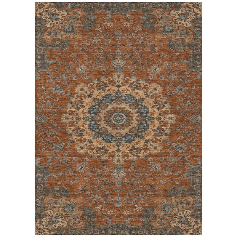 Machine Washable Indoor/ Outdoor Traditional Awaka Chantille Rug