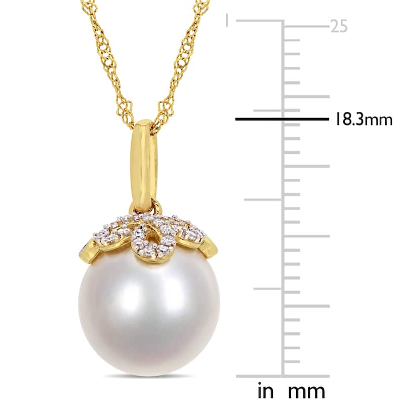 Miadora 10-10.5mm South Sea Pearl and Diamond Accent 14k Yellow Gold