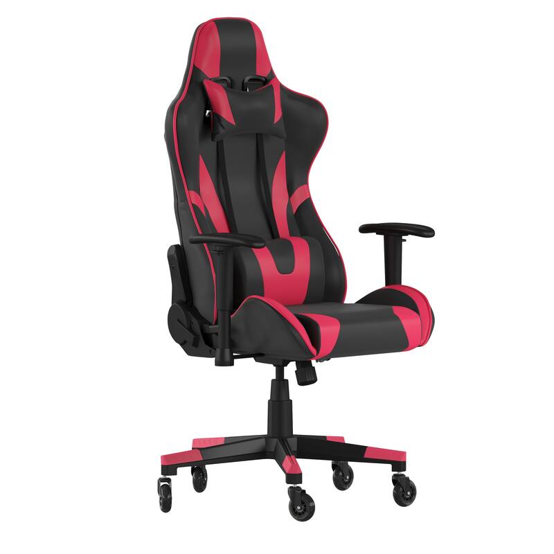 Office Gaming Chair with Roller Wheels & Reclining Back