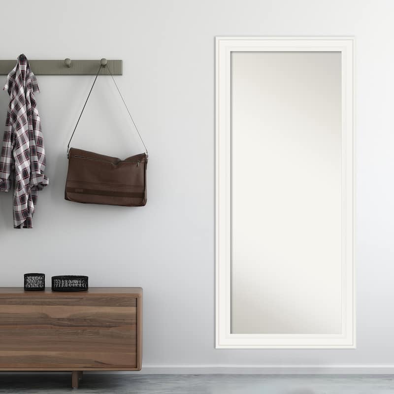 Non-Beveled Wood Full Length Floor Leaner Mirror 29.5 x 65.5 in. - Ridge White Frame - Ridge White - 30 x 66 in
