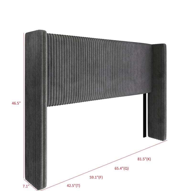 Clayfell Lenox Upholstered Wingback Headboard, Soft Corduroy, Easy to Assemble