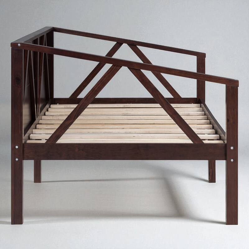 Twin/Full Size Wood Daybed Frame with Storage Space, Modern Sofa Bed with Backrest, No Box Spring Required
