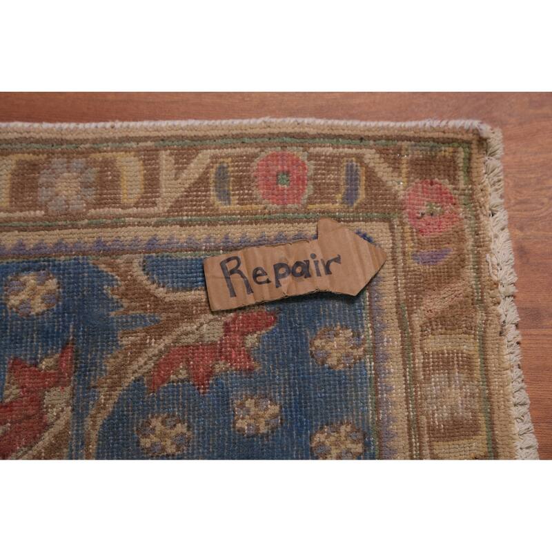 Blue Traditional Tabriz Persian Rug Hand-Knotted Wool Carpet - 9'4"x 12'7"