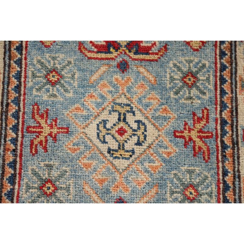Light Blue Kazak Foyer Rug Handmade Wool Carpet - 2'1" x 3'1"
