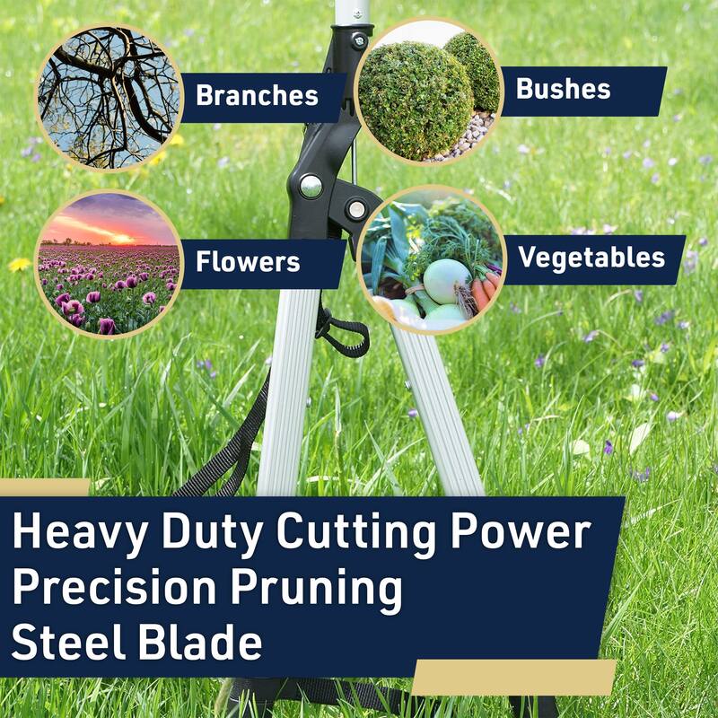 Tree Trimmer Pruning Shears - 59” Long Reach Pruner with Rotating Head and Sharp Bypass Loppers by Kings County Tools