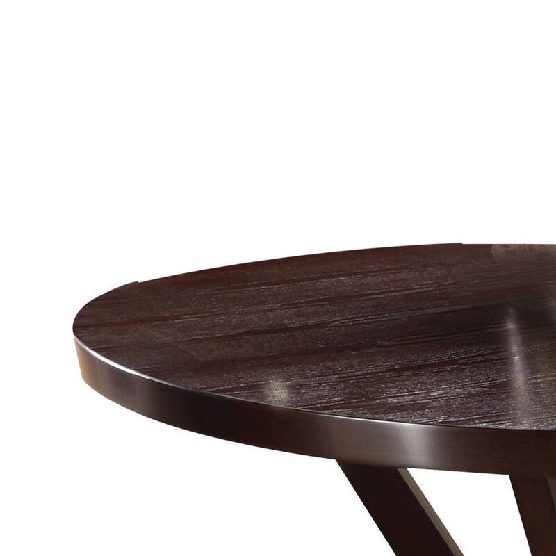 Round Wooden Dining Table, Espresso Brown