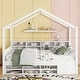 preview thumbnail 19 of 34, Wooden House Headboard Bed Frame w/ Shelves & Mini-cabinet, Unisex