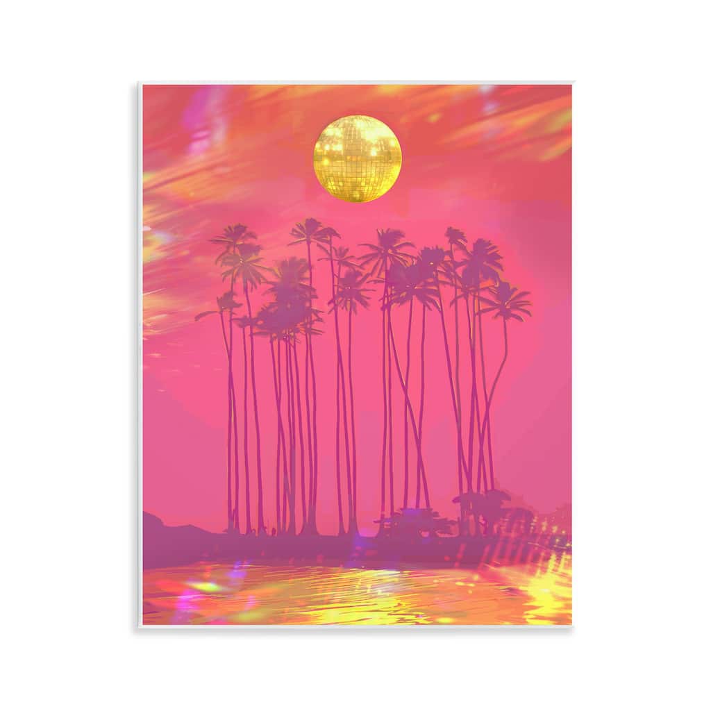 Stupell Disco Over Tropical Palms Wall Plaque Art Design By Lil' Rue