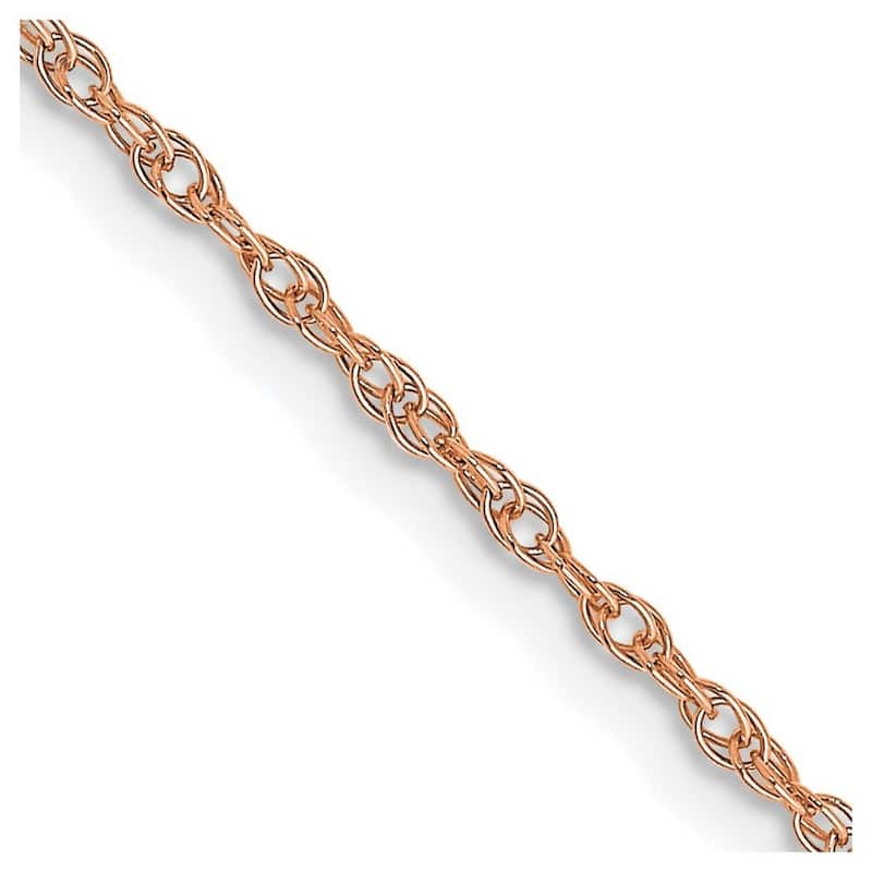 Curata 14k Rose Gold 1.15mm Carded Cable Rope Chain Necklace for Women Options: 16 18 20 24